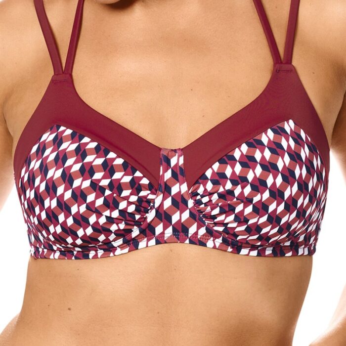 Kostium do kąpieli Amoena Apulia - usztywniany top bikini - burgundy / multi