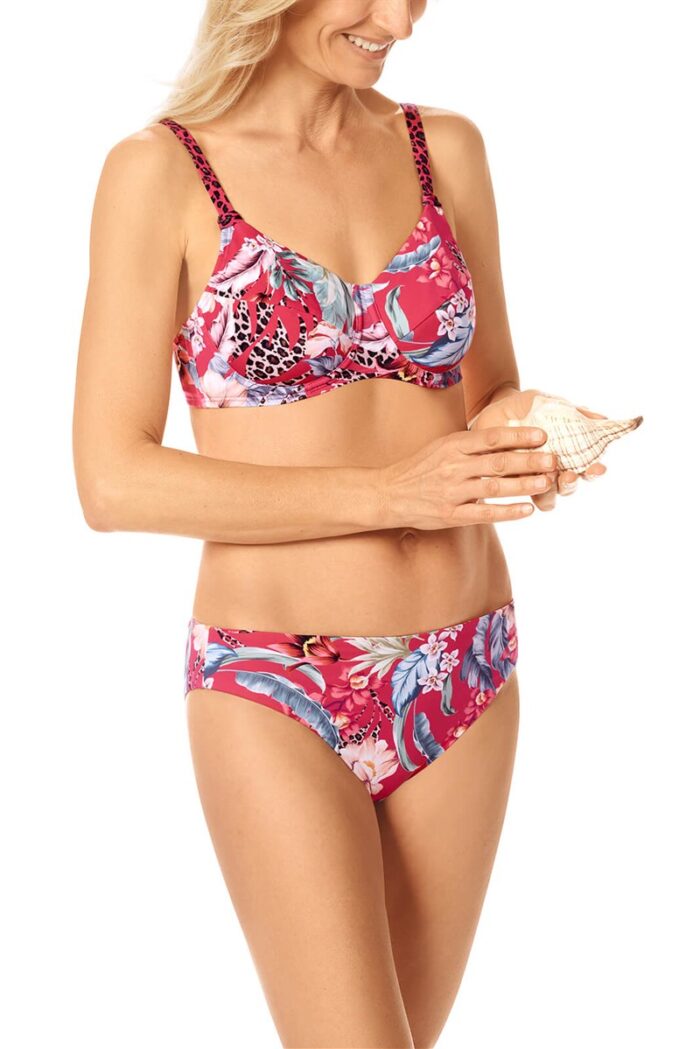 Kostium do kąpieli Amoena Cozumel - top bikini z fiszbinami - deep pink / multi