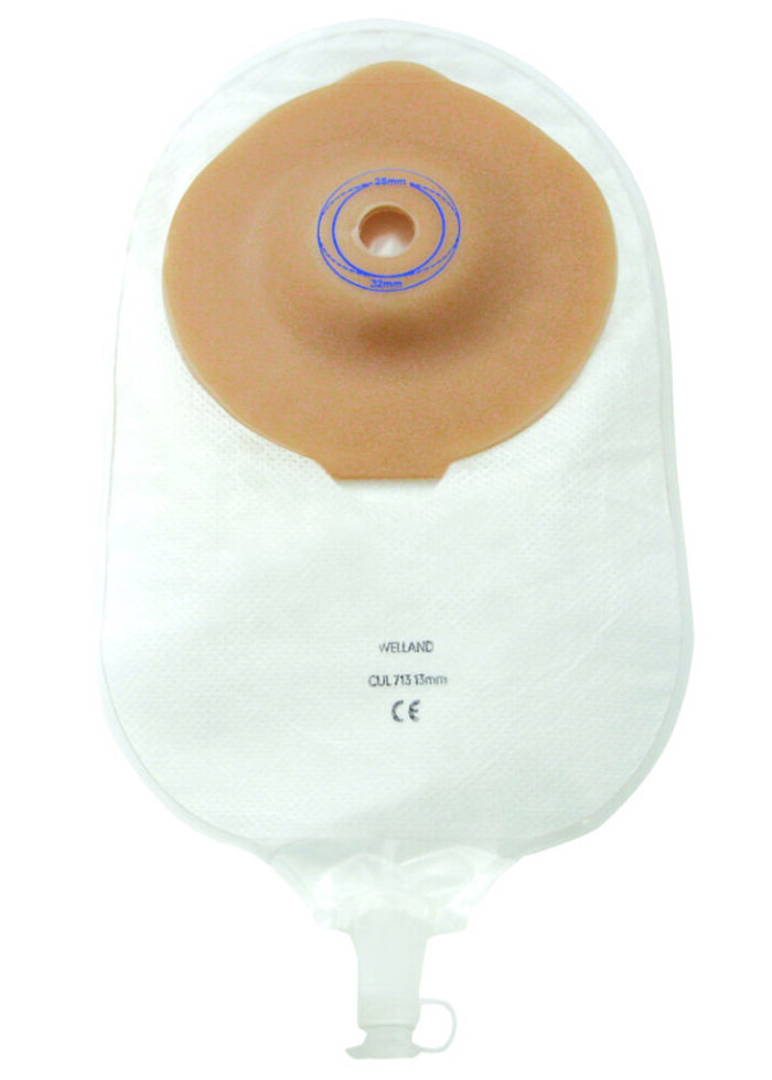 Worek Welland Flair Curvex® Urostomy – jednoczęściowy z plastycznym przylepcem