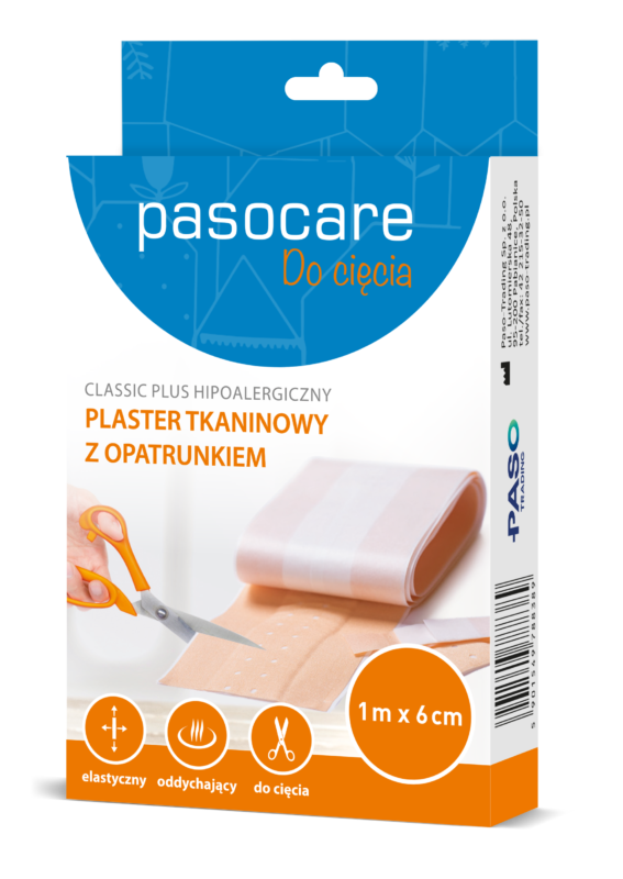 Pasocare Classic Plus hipoalergiczny plaster tkaninowy z opatrunkiem 1m x 6cm 1 szt.