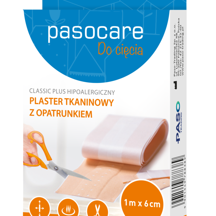 Pasocare Classic Plus hipoalergiczny plaster tkaninowy z opatrunkiem 1m x 6cm 1 szt.