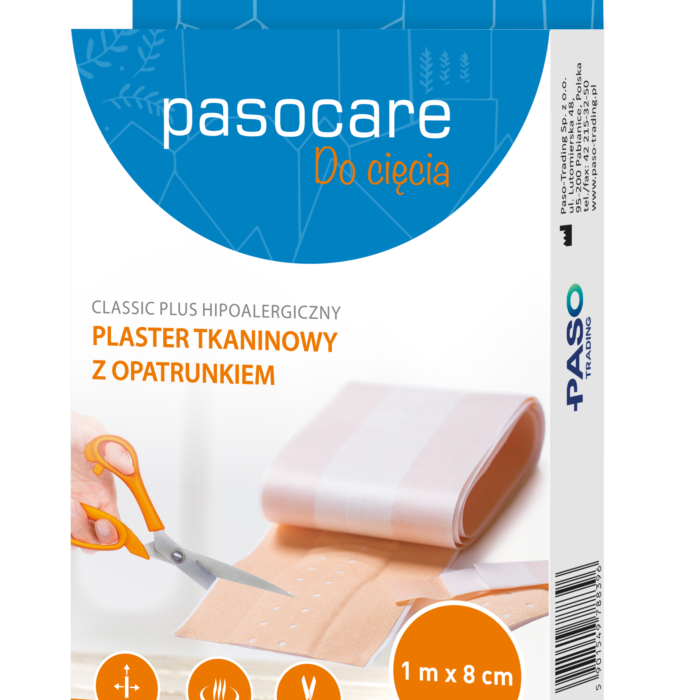Pasocare Classic Plus hipoalergiczny plaster tkaninowy z opatrunkiem 1m x 8cm 1 szt.