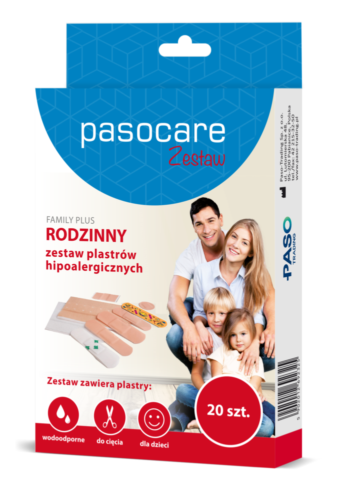 Pasocare Family Plus rodzinny zestaw plastrów hipoalergicznych 20 szt.