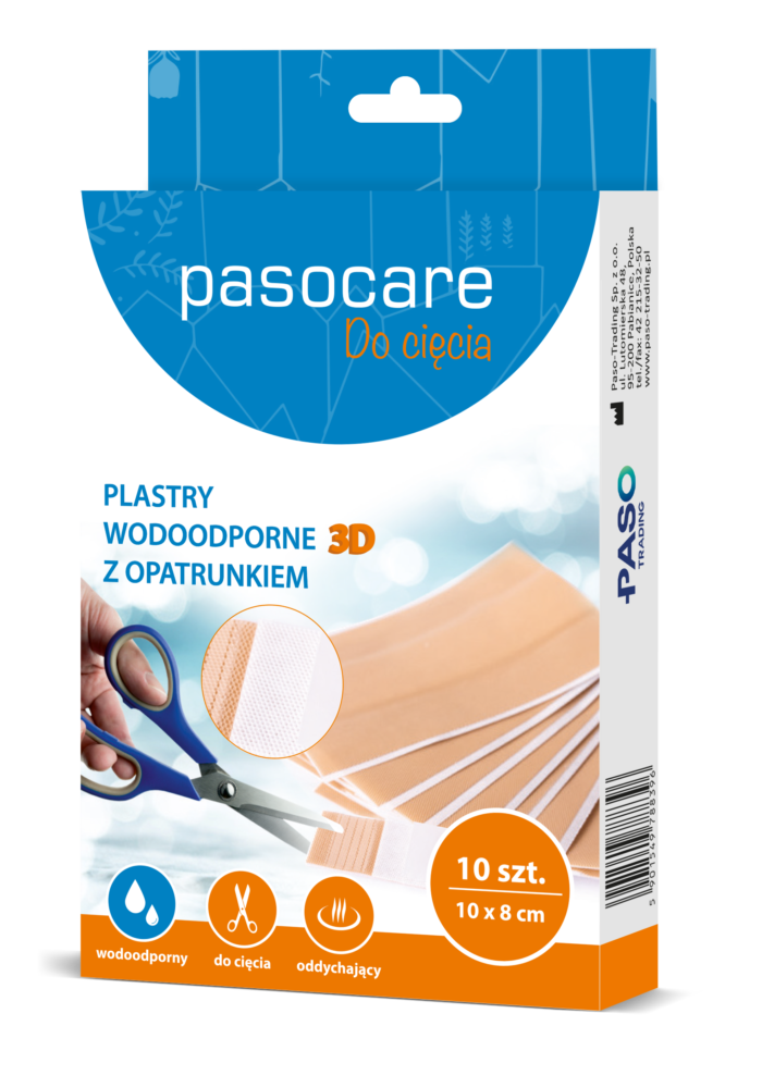 Pasocare plastry wodoodporne 3D z opatrunkiem do cięcia 10x8 cm 10 szt.