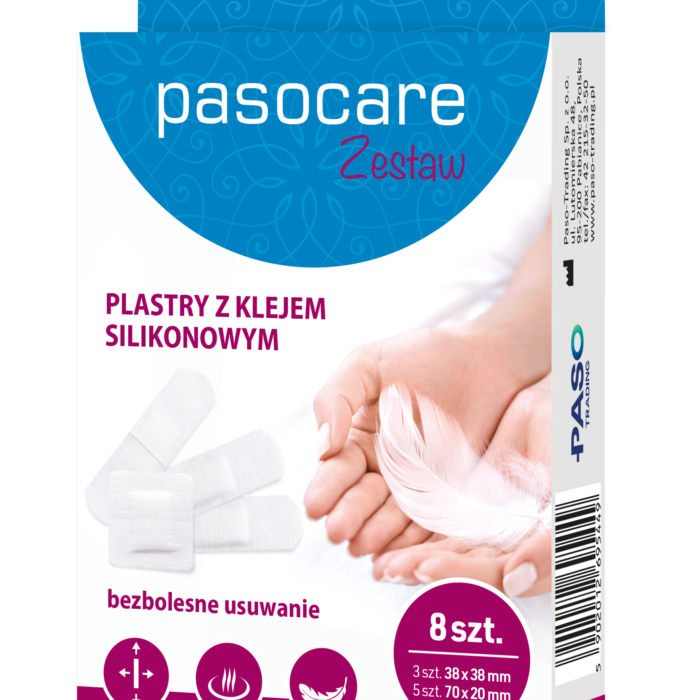 Pasocare plastry z klejem silikonowym zestaw 8 szt.