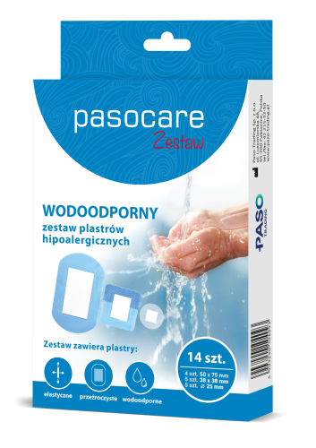 Pasocare wodoodporny zestaw plastrów hipoalergicznych 14 szt.